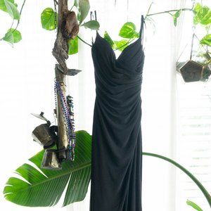 LaFemme Size 0 Black gown high slit